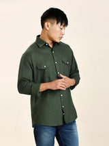 Green Double Pocket Shirt for Men 6