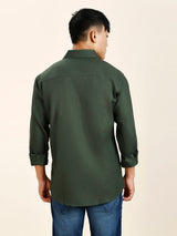 Green Double Pocket Shirt for Men 5