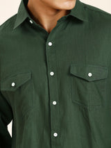 Green Double Pocket Shirt for Men 4
