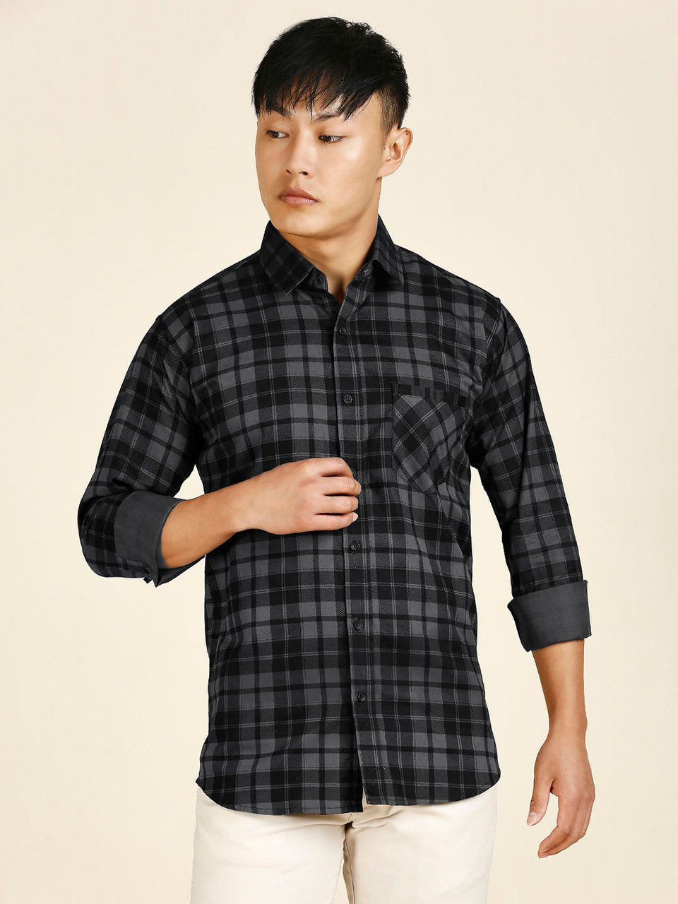 Versatile Checked Cotton Shirt for Men - TB_447