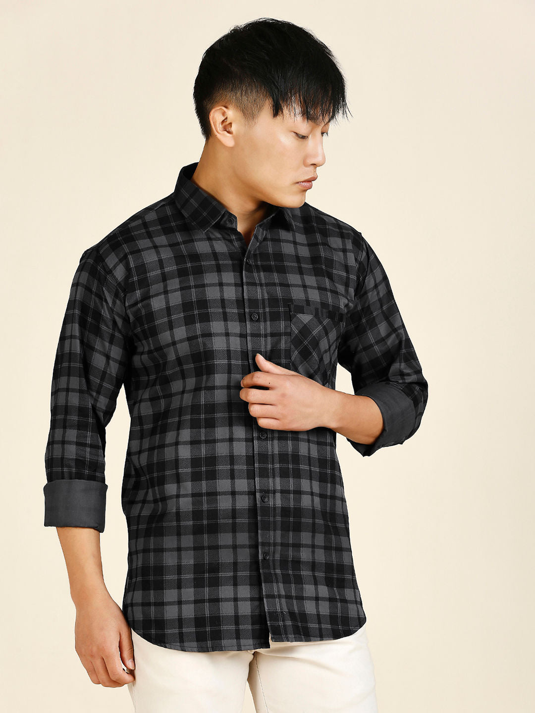 Versatile Checked Cotton Shirt for Men - TB_447