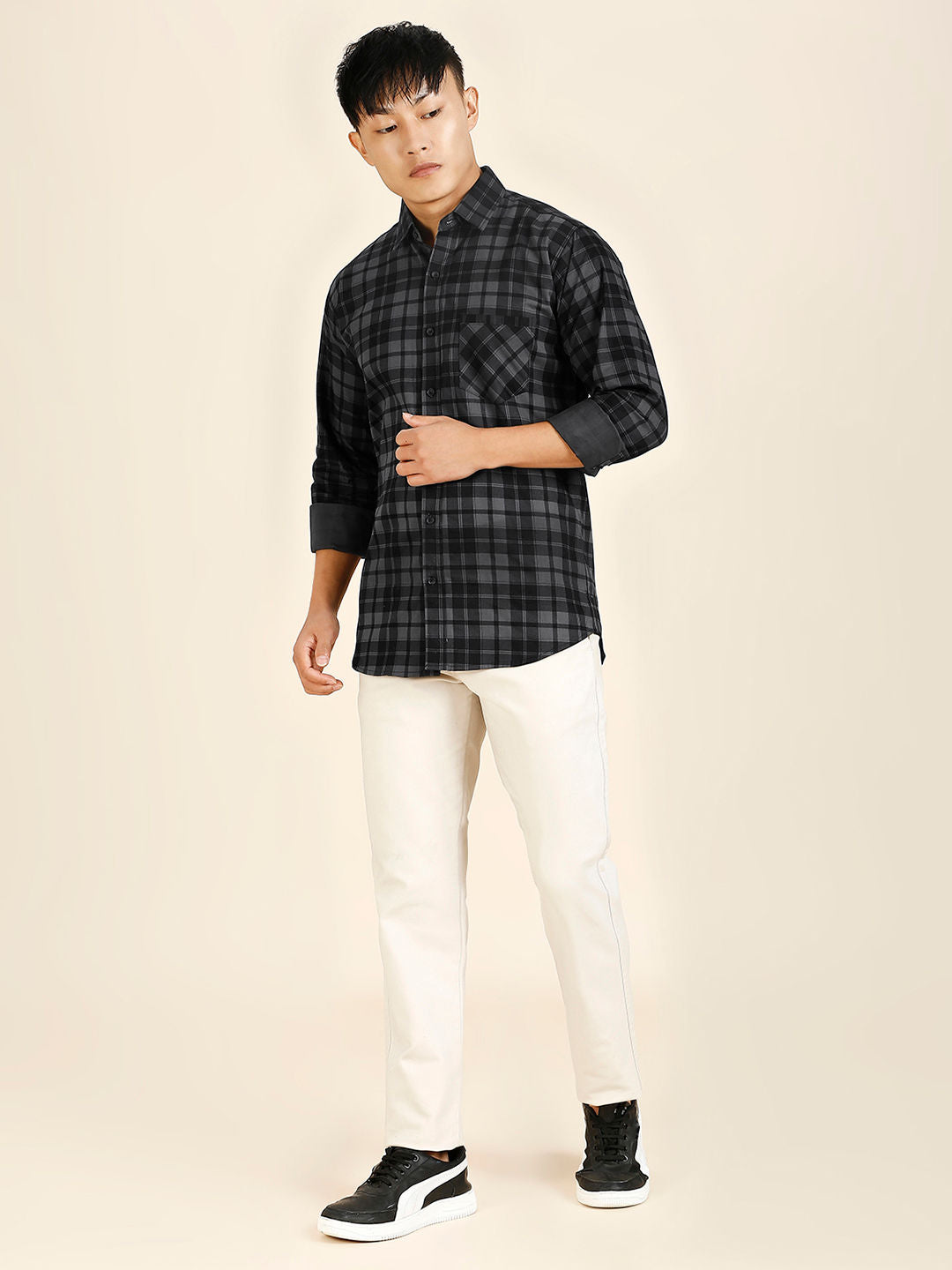 Versatile Checked Cotton Shirt for Men - TB_447