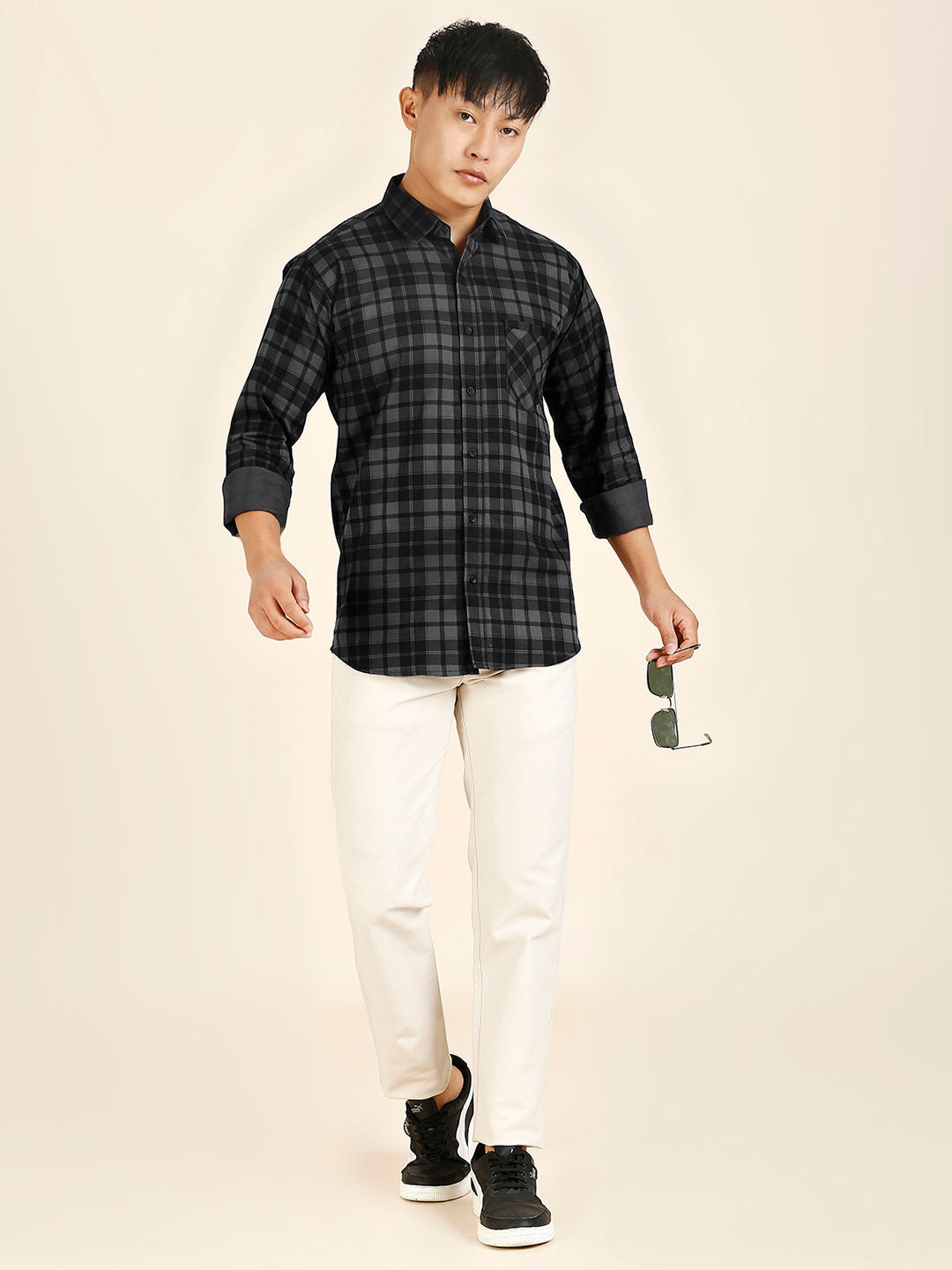 Versatile Checked Cotton Shirt for Men - TB_447