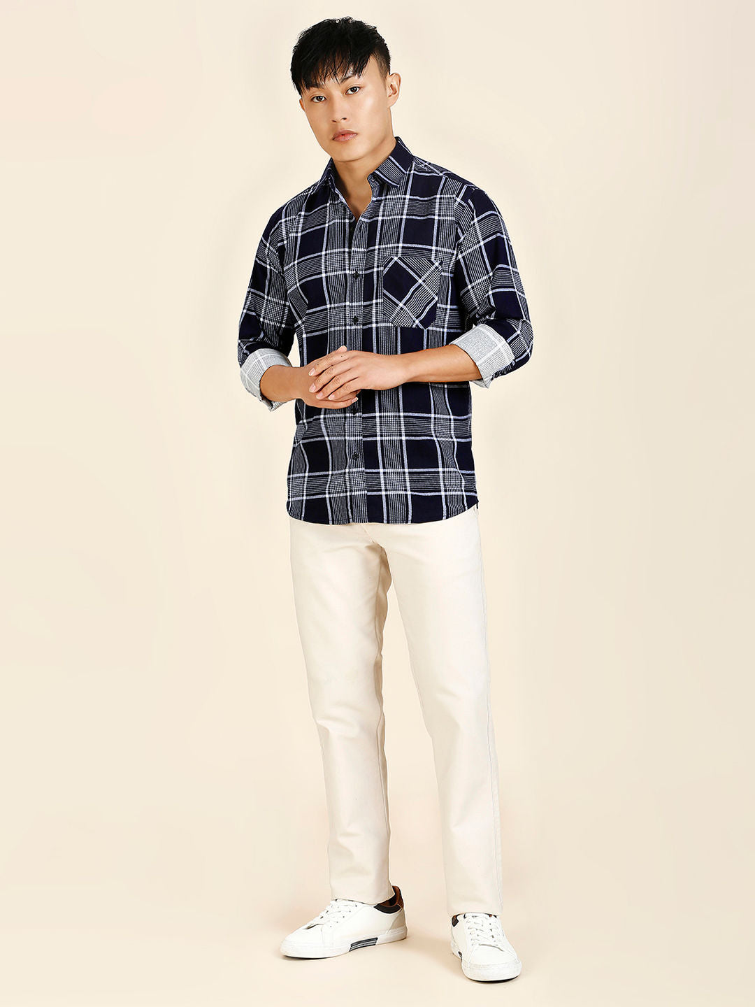 Earthy Cotton Checked Shirt for Men