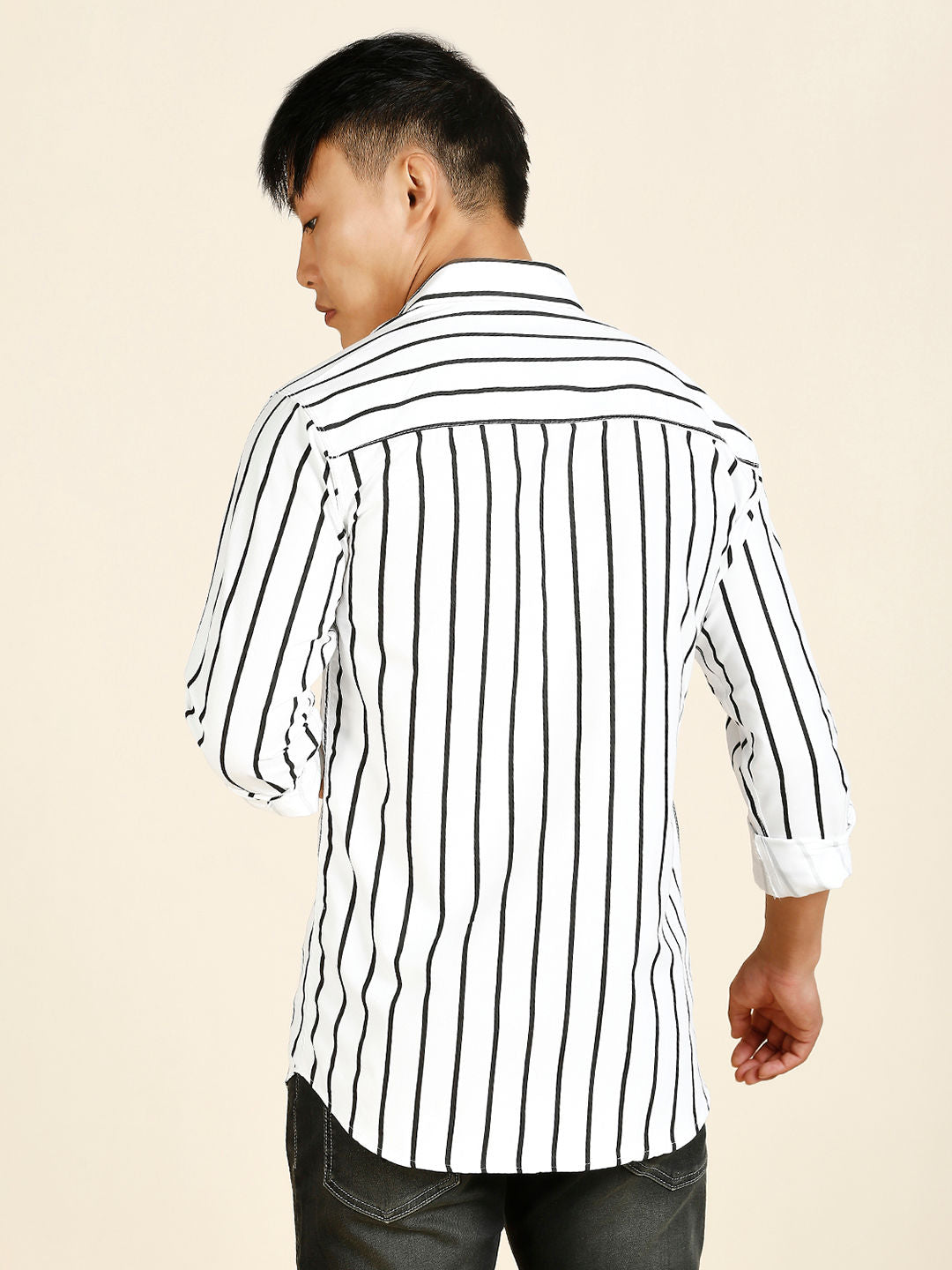 Bohemian Cotton Blend Striped Shirt for Men