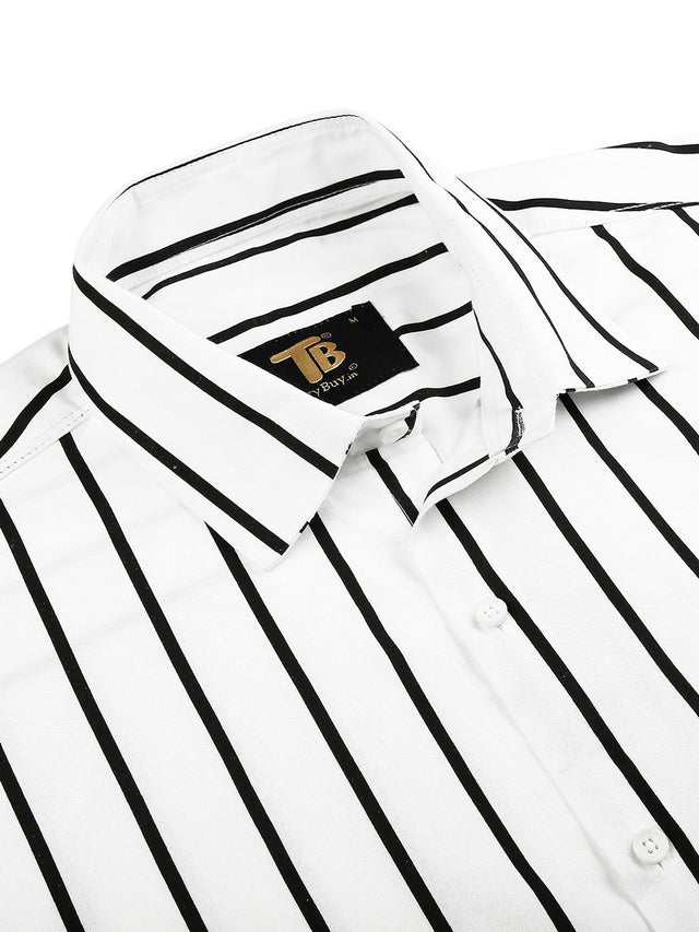 Bohemian Cotton Blend Striped Shirt for Men