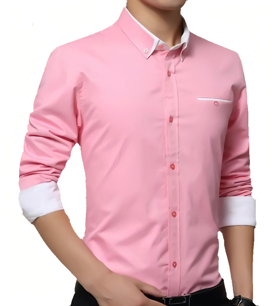 Designer pink cotton shirt for men, product view