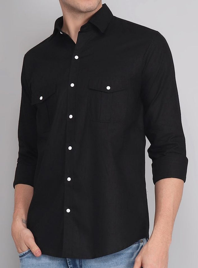 Opal Black Double Pocket Men's Shirt — TryBuy®
