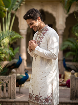 Men’s Ivory Floral Embroidered Festive Kurta 5