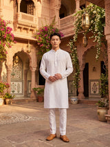 Men's White Magic Cloth Kurta Pyjama Set 2