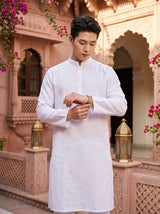 Men's White Magic Cloth Kurta Pyjama Set 1