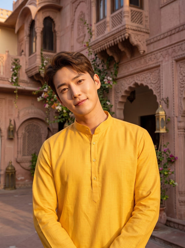 TRYBUY.IN TB_21162 mustard yellow kurta pyjama set image 1