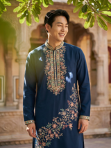 Blue Embroidered Kurta for Men 1