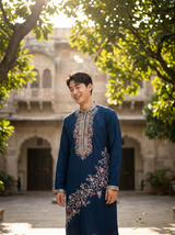 Blue Embroidered Kurta for Men 2