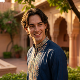 Blue Embroidered Kurta for Men 3
