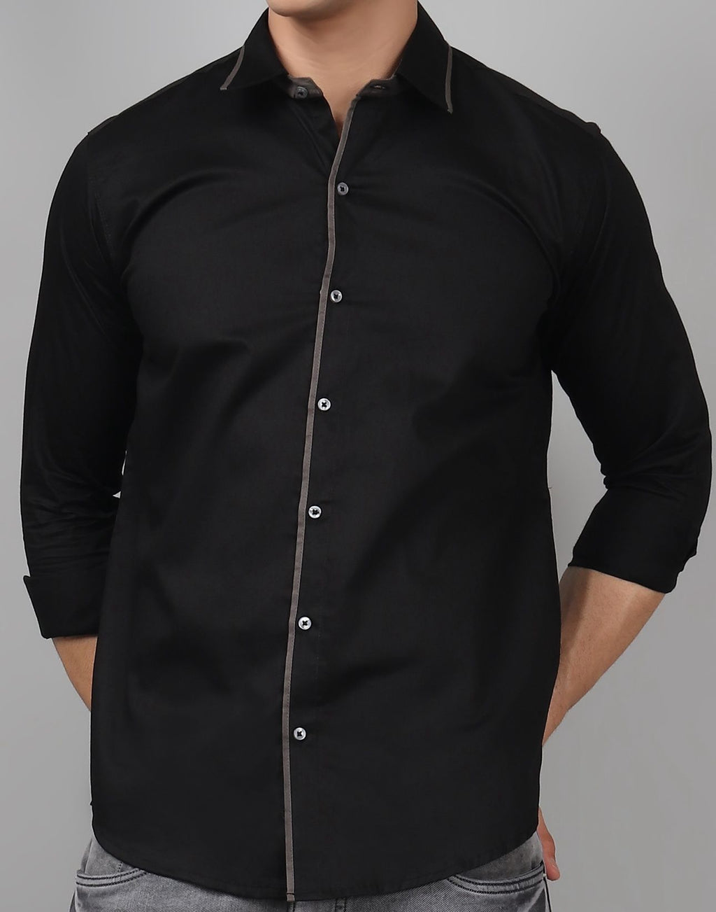 Black Grey Shirt for Men