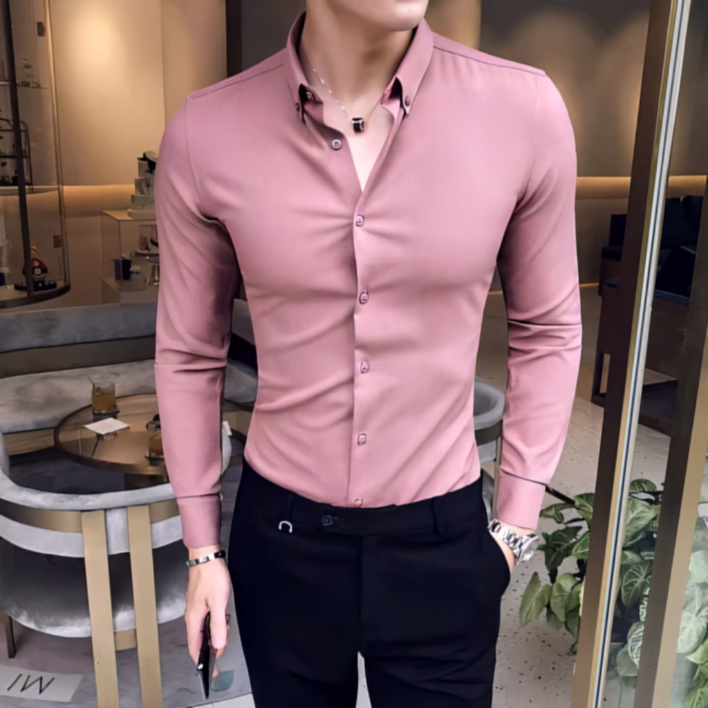 Peach Cotton Shirt for Men