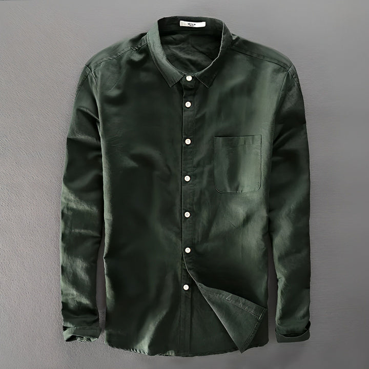 Green Linen Men's Shirt