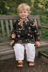 TryBuy Boys Black Floral Embroidered Printed Kurta Pajama Set - Size 20 (3-4 Years) | TB_610_KID 4