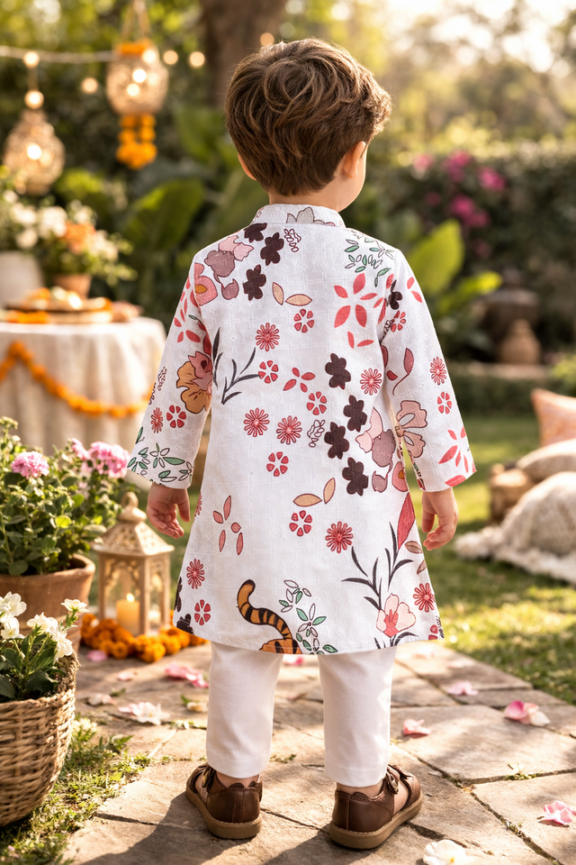 TB_617_KID kids floral printed kurta pajama set back view