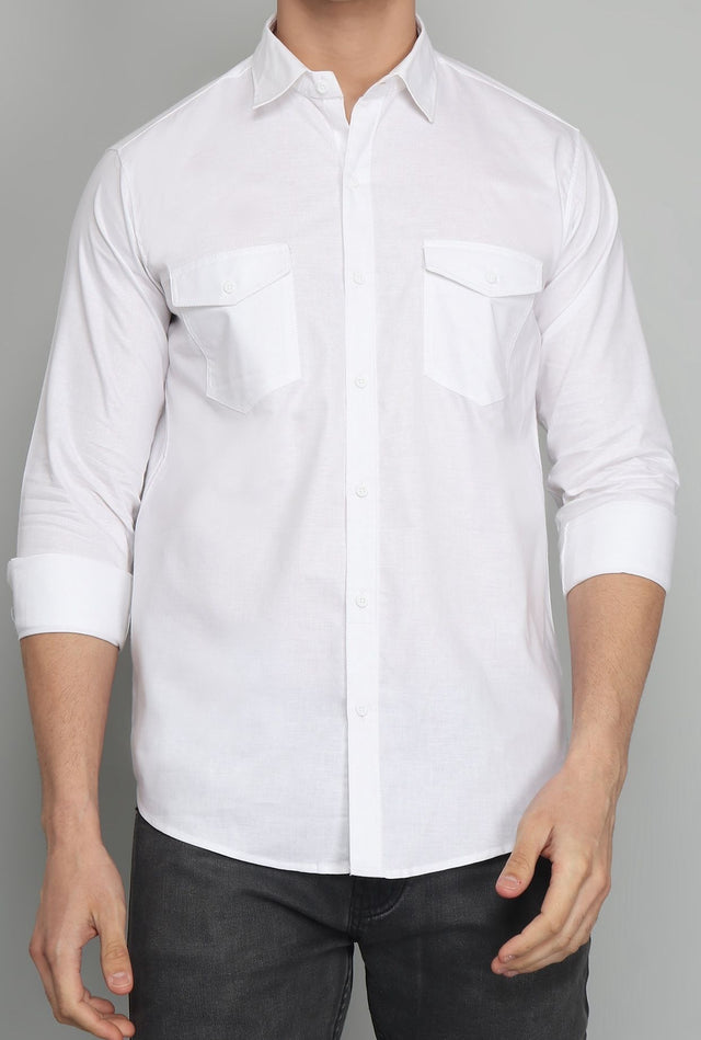 White Double Pocket Shirt — TryBuy®