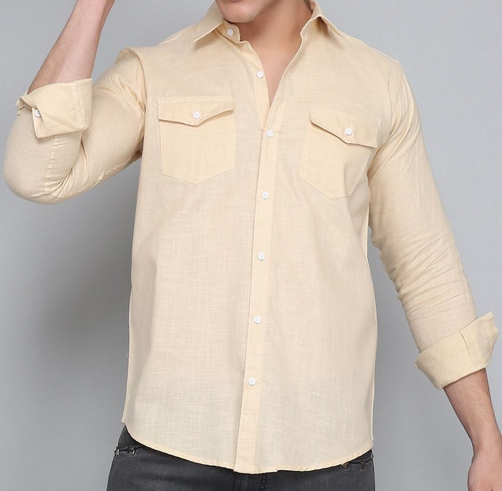 cream linen shirt