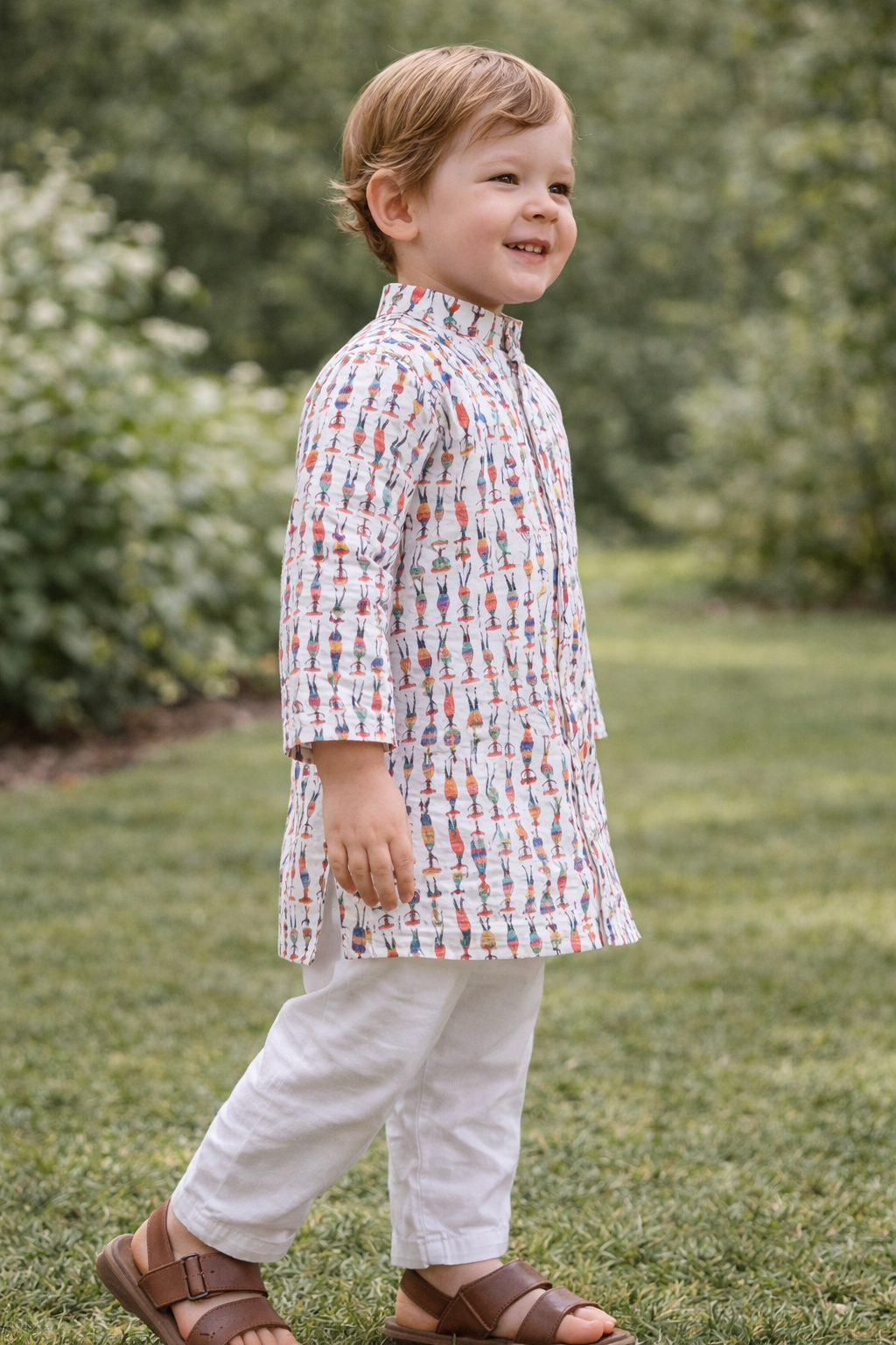 TB_801_KID kids printed kurta pajama set side view