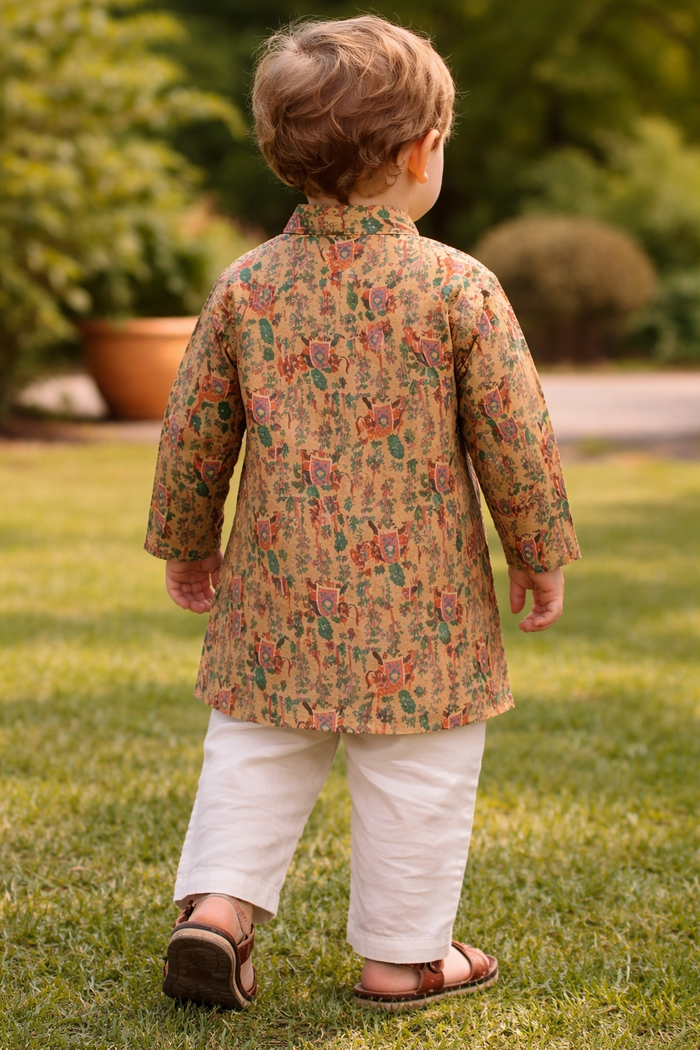 TryBuy Boys Mustard Embroidered Printed Kurta - Size 20 (3-4 Years) | TB_802_KID 2