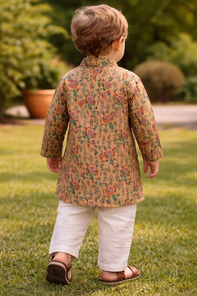 TryBuy Boys Mustard Embroidered Printed Kurta - Size 20 (3-4 Years) | TB_802_KID 2