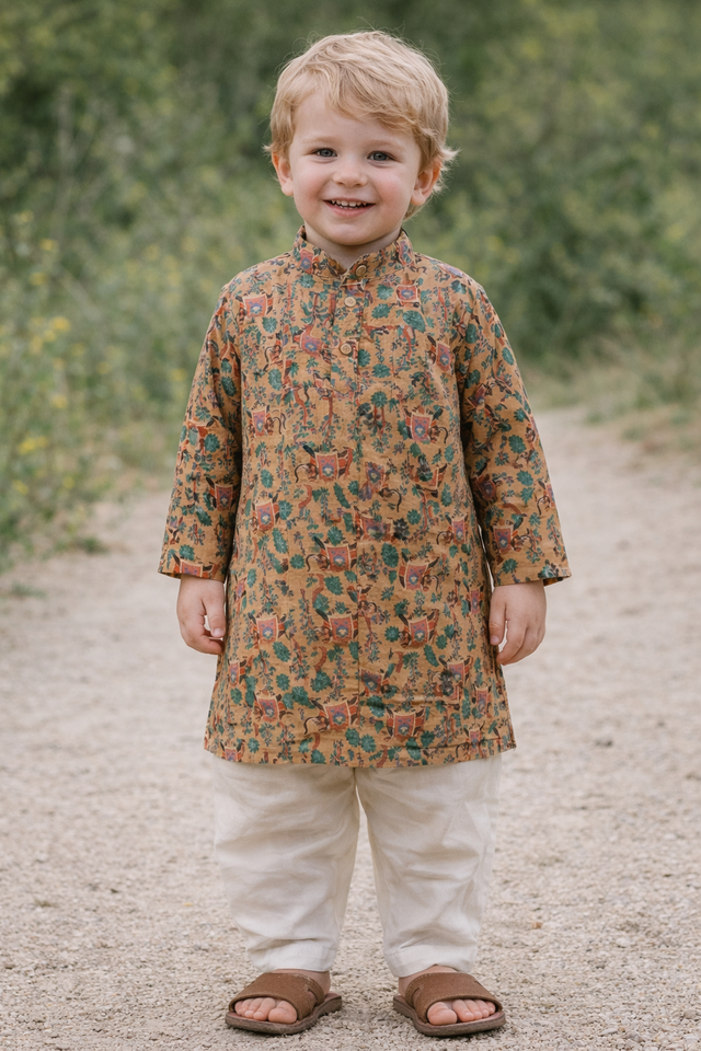 TryBuy TB_802_KID kids printed kurta front view for 3-4 years