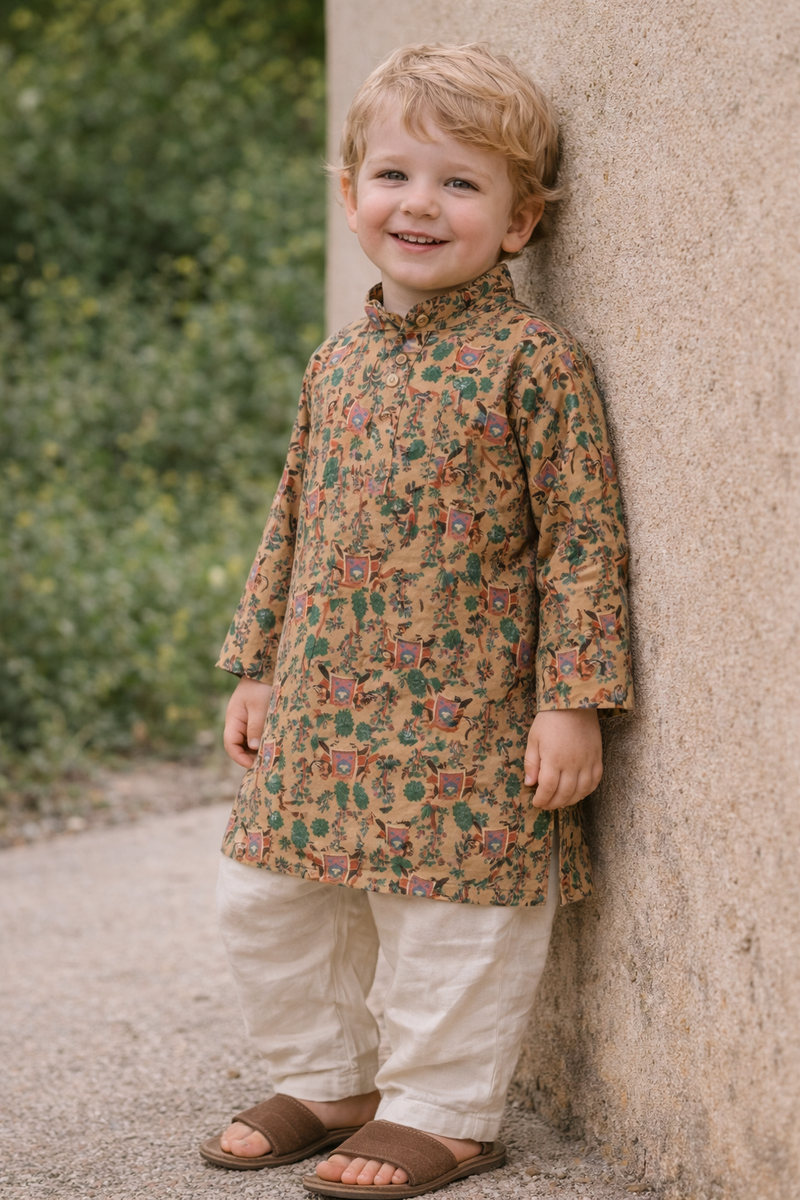 TryBuy Boys Mustard Embroidered Printed Kurta - Size 20 (3-4 Years) | TB_802_KID 5