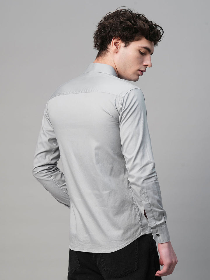 Pays Solid Silver Cotton Shirts for Men