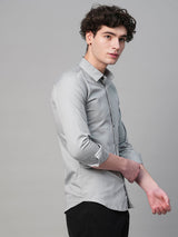 Pays Solid Silver Cotton Shirts for Men 5
