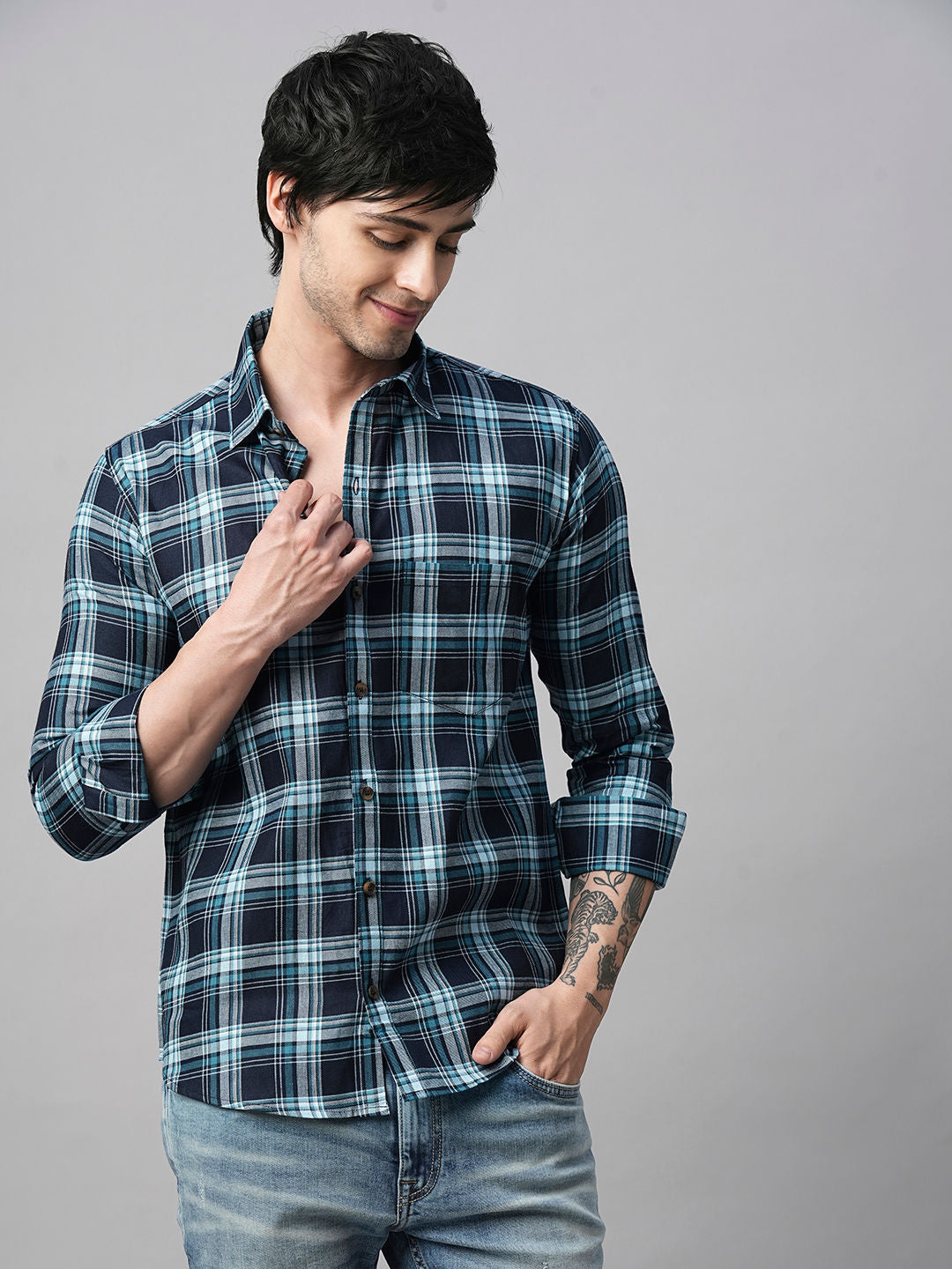 Mandate Cotton Checked Shirt for Men