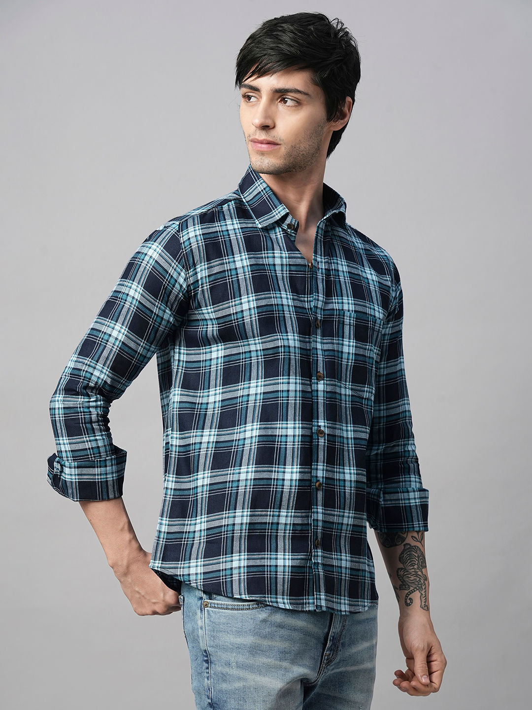 Mandate Cotton Checked Shirt for Men