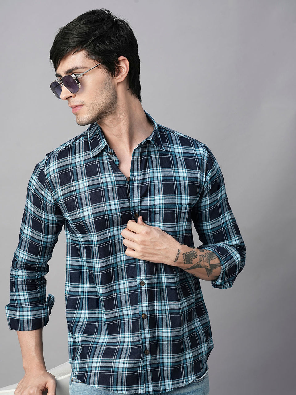 Mandate Cotton Checked Shirt for Men