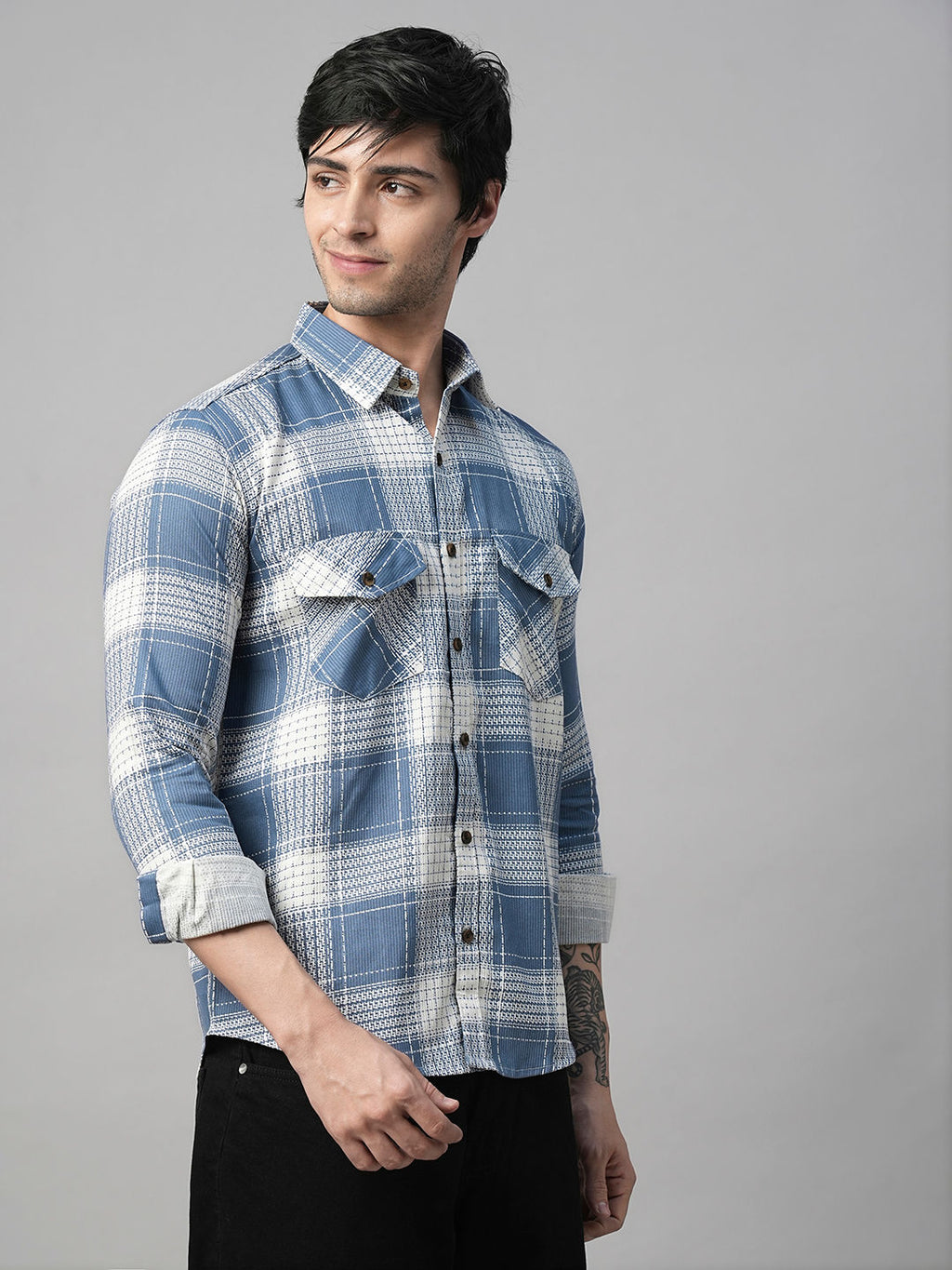 Amalfi Checked Double Pocket Shirt for Men