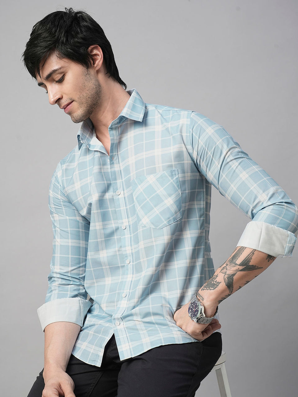 Light Cotton Checked Shirt for Men