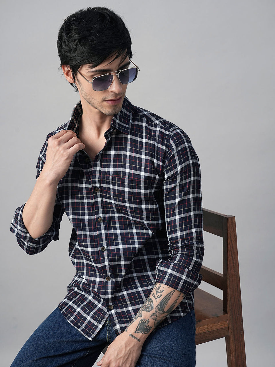 Bunker Cotton Checked Shirt for Men