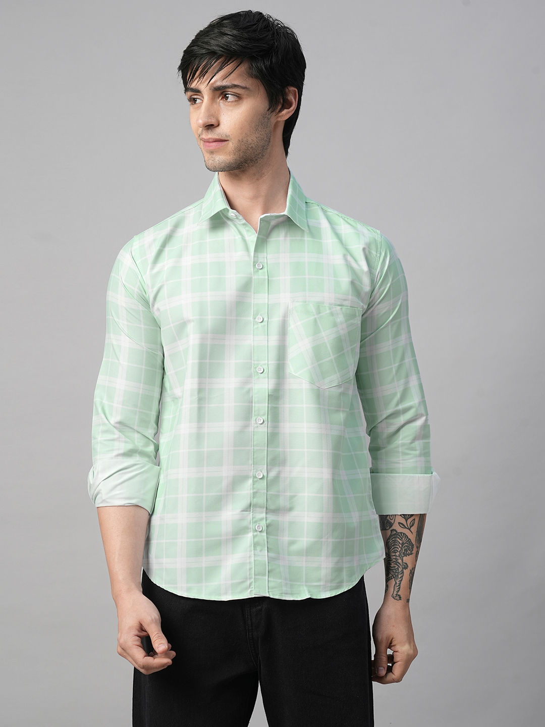 Mediterranean Cotton Checked Shirt for Men