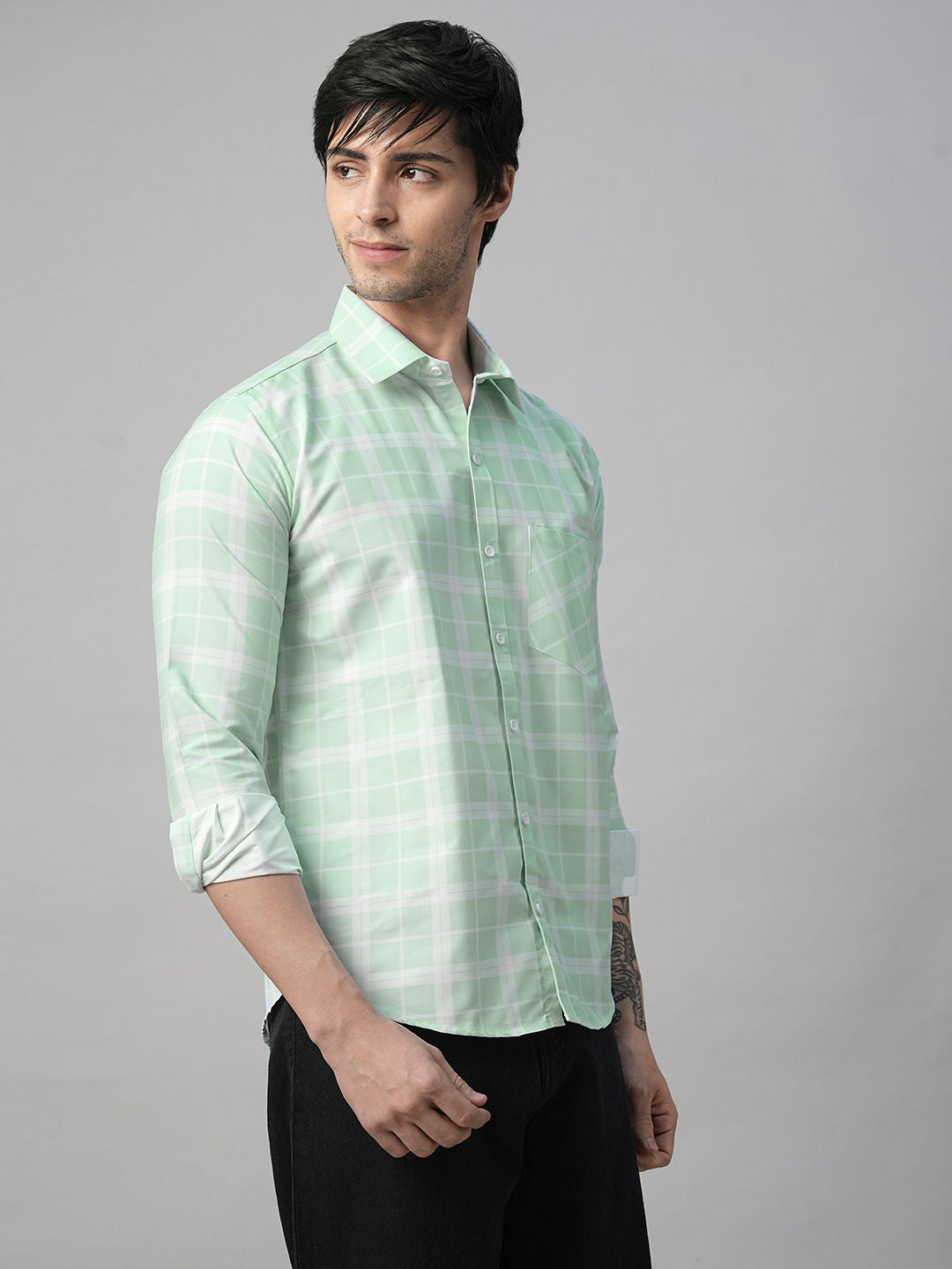 Mediterranean Cotton Checked Shirt for Men