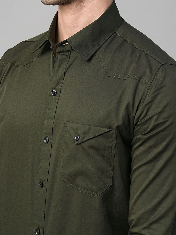 Seine Green Cotton Shirts for Men