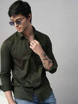 Seine Green Cotton Shirts for Men 1
