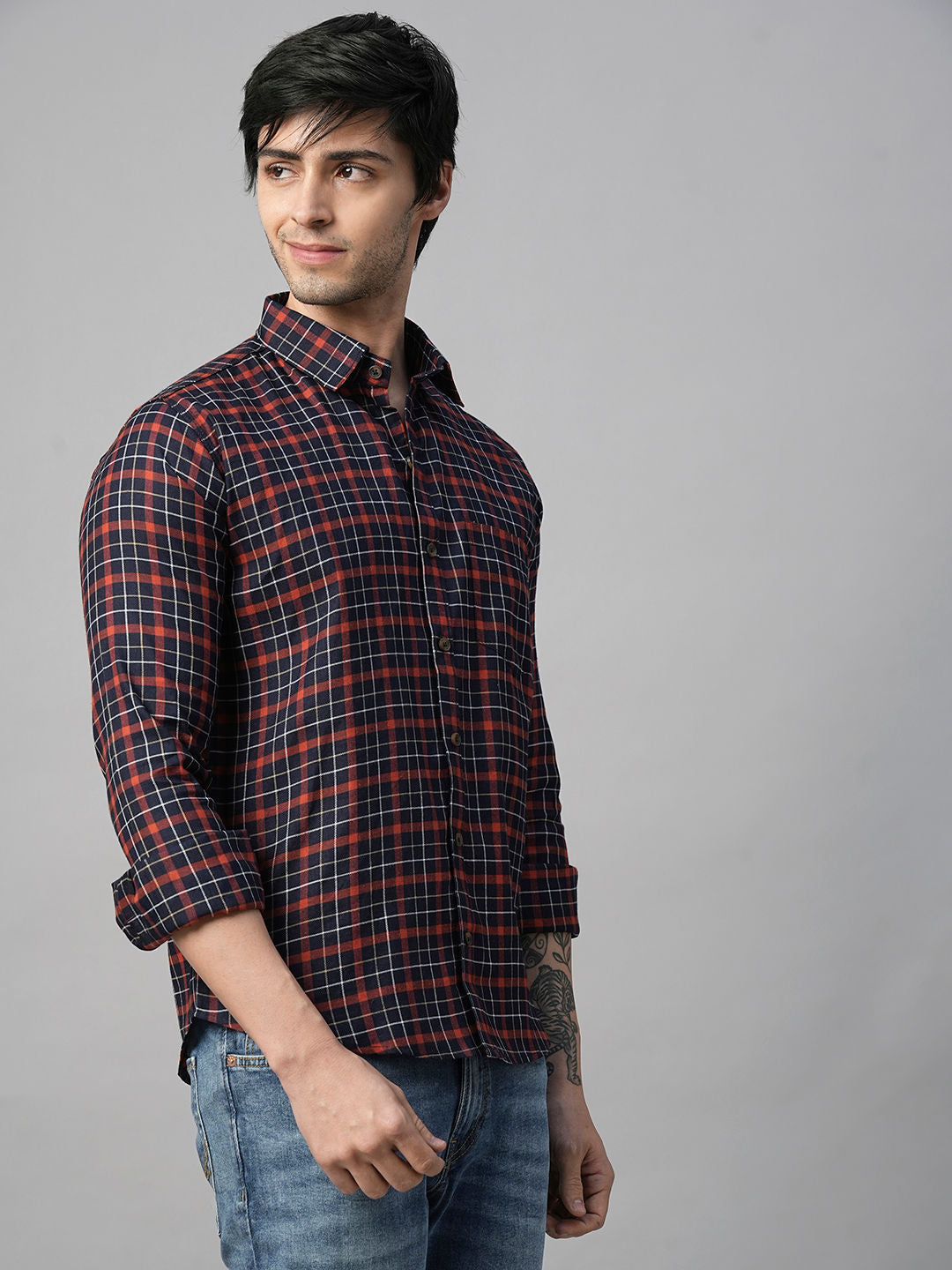 Marked Checked Cotton Shirt for Men