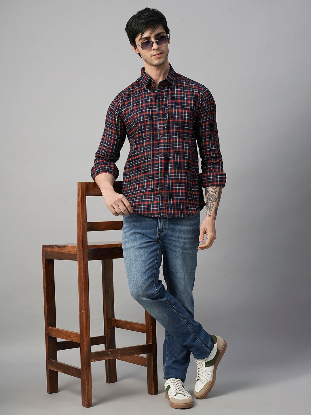 Marked Checked Cotton Shirt for Men