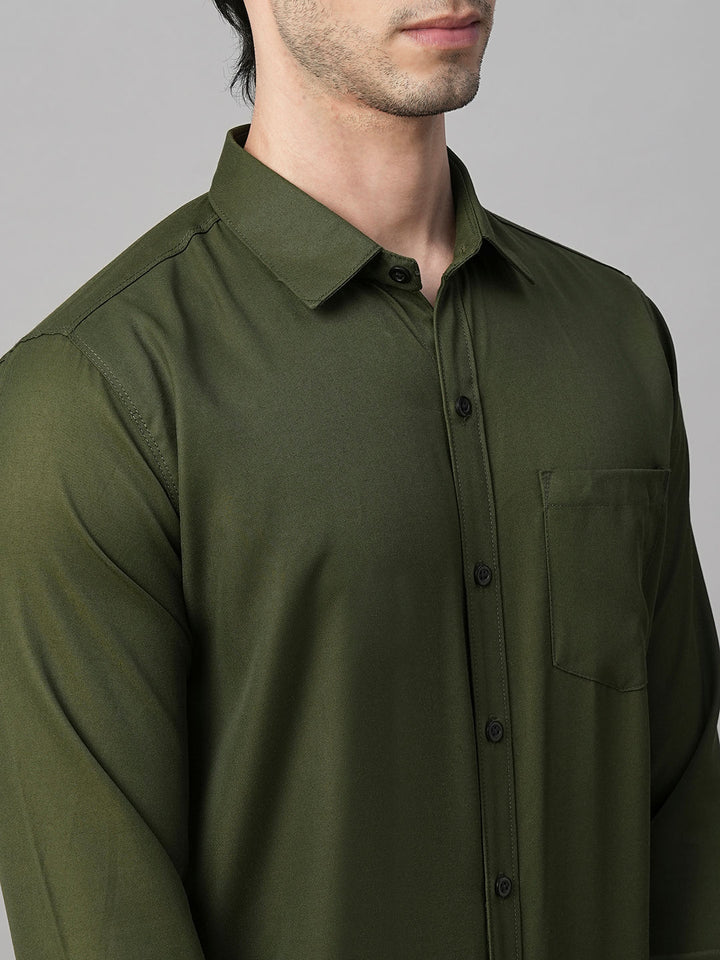 Lorient Green Polyester Shirts for Men