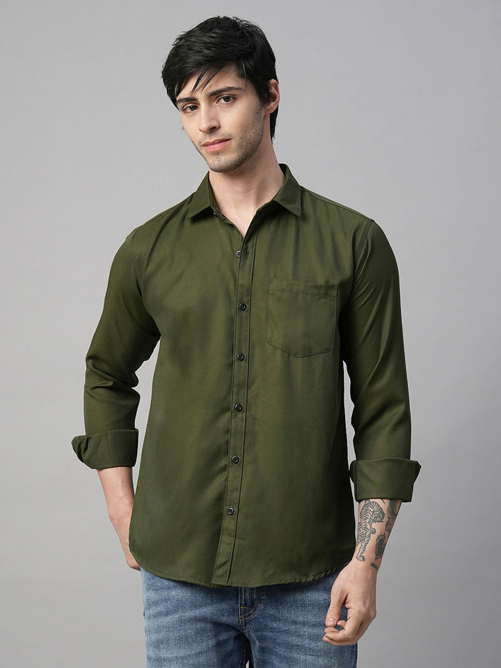 Lorient Green Polyester Shirts for Men