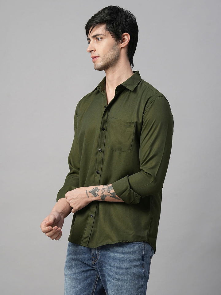 Lorient Green Polyester Shirts for Men