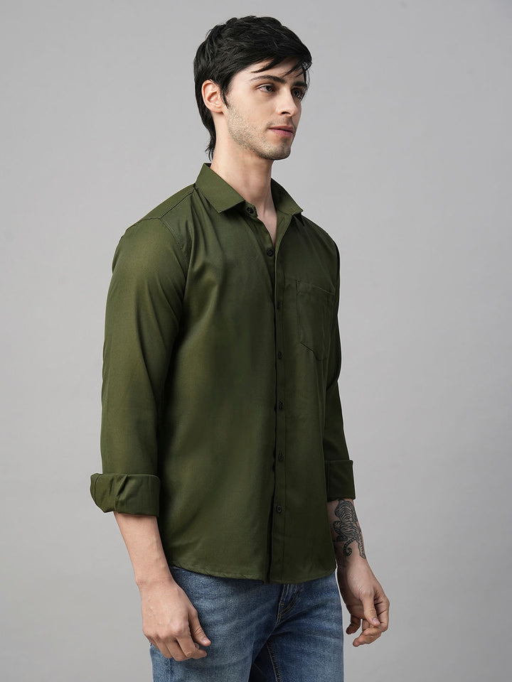 Lorient Green Polyester Shirts for Men