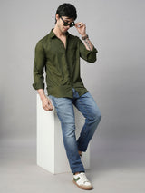 Lorient Green Polyester Shirts for Men 4
